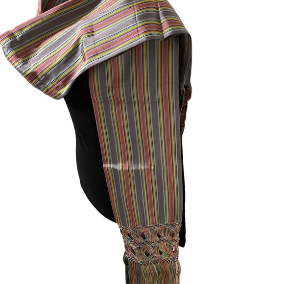Mexican Shawl, Mexican Pashmina, Striped Shawl, Handcrafted Shawl, Rebozo - Picture 6 of 16